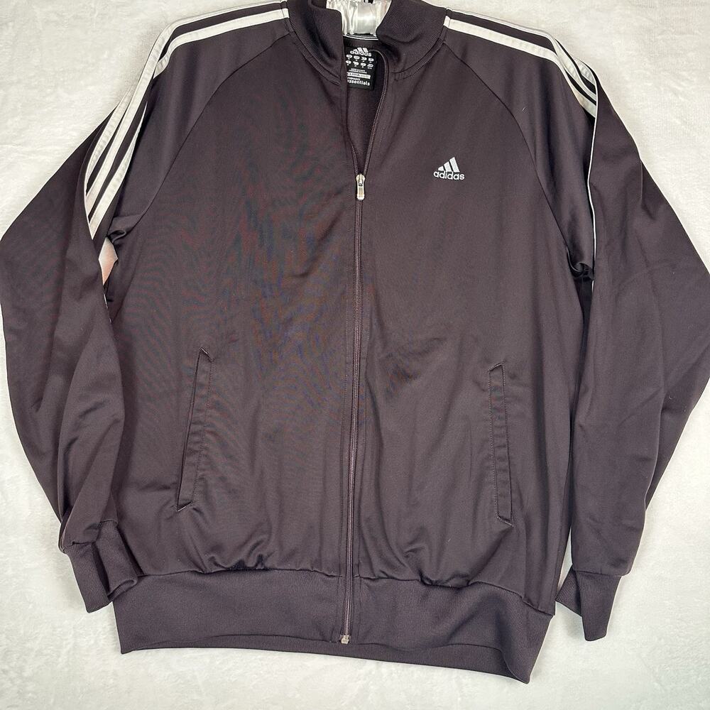 Y2K ADIDAS Men’s Medium Clima365 Track Jacket Brown 3 Stripe Full Zip Retro